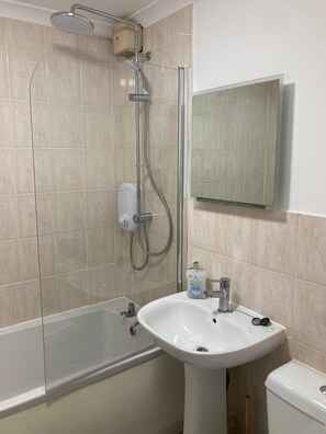 Hair dryer, towels, toilet paper