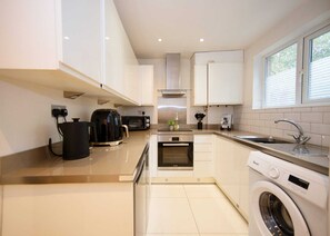 Microwave, oven, stovetop, electric kettle