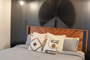 1 bedroom, desk, iron/ironing board, travel cot