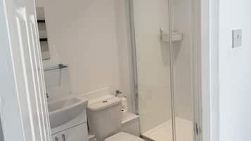 Classic Double Room, Courtyard View | Bathroom | Shower, towels, soap, toilet paper