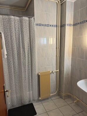 Comfort Triple Room | Bathroom | Shower, soap, shampoo, toilet paper - Le Reflet des Torches (Lacq)