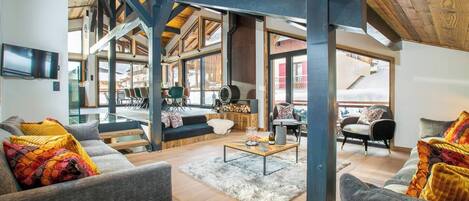 Télévision, cheminée, jeux vidéo, espaces bureaux