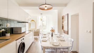 Apartment | Private kitchen | Fridge, microwave, stovetop, electric kettle