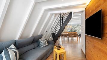 TV, fireplace