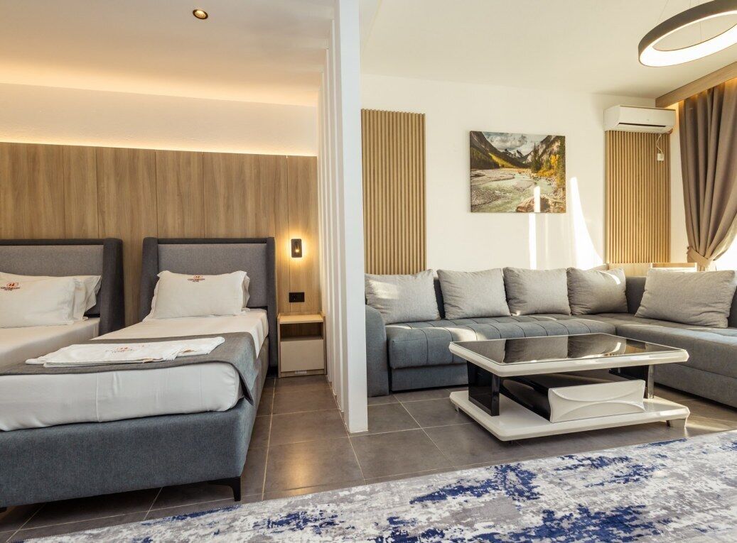 Premium bedding, desk, blackout curtains, soundproofing