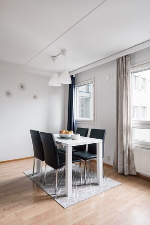 Classic Apartment, City View | Dining room - Spacious City Retreat with Private Sauna (Helsinki)