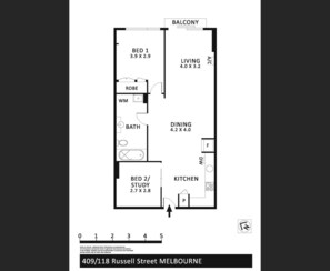 Floor plan - Convenient 2-bed Apartment in Melbourne's Heart (Melbourne)