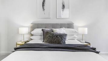 2 bedrooms, laptop workspace, iron/ironing board, bed sheets