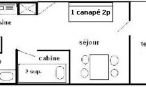 Floor plan - Studio Cabin 4/5 People - LE Pelvoux - Plagne Centre (La Plagne-Tarentaise)