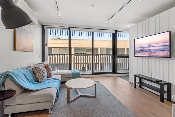 Apartment | Living area - Sleek South Melbourne Pad, 1-bed by Albert Park (Melbourne)