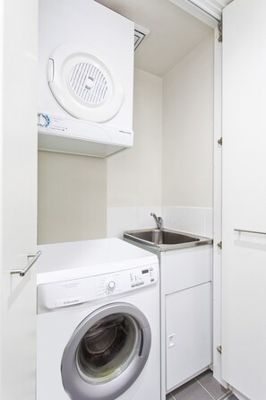 Apartment | Bathroom | Hair dryer, soap, shampoo