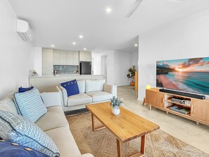 Apartment | Living room - 3-bed: Riverfront Alfresco Dining & Rooftop Pool (Batemans Bay)