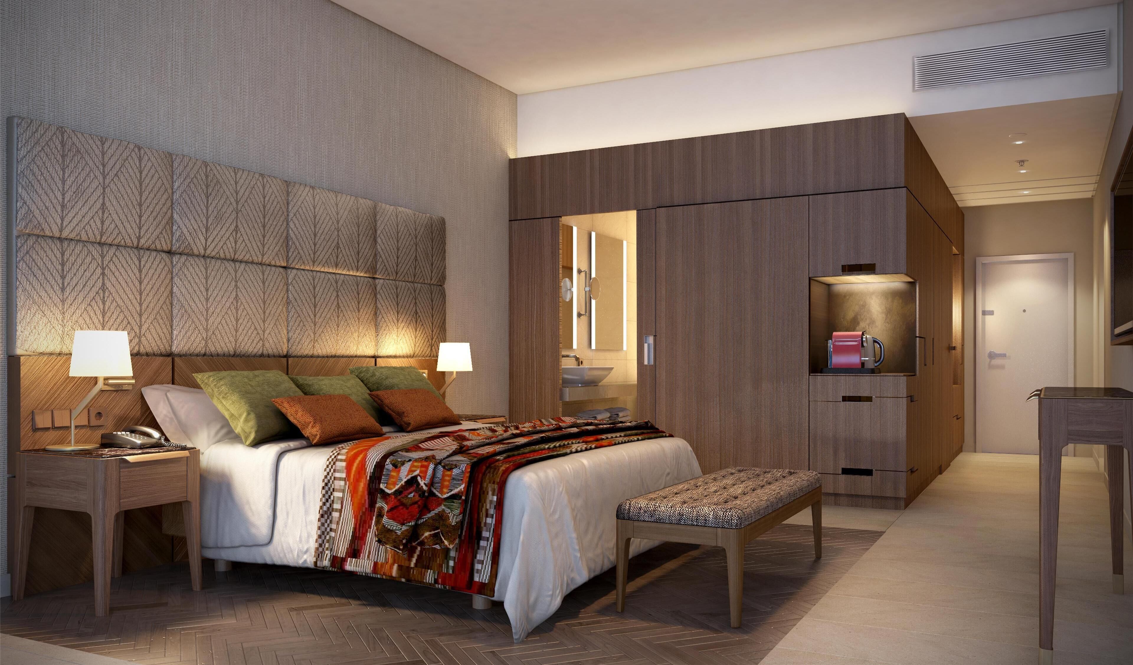 Premium bedding, memory foam beds, free minibar, in-room safe