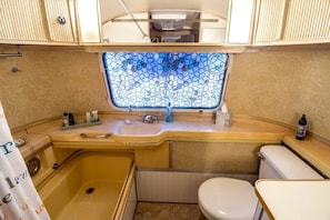 Hair dryer, towels, toilet paper