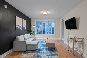 Apartment | Living area | TV - Upscale 3BR Suite Mins Uptown Charlotte (Charlotte)