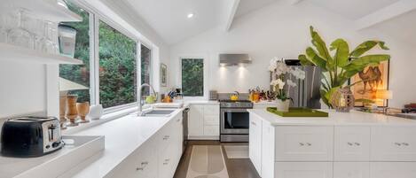 Microones, forn, placa de cuina i cafetera i tetera