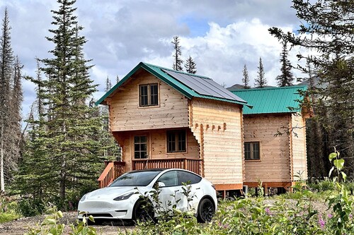Solar Powered Lakefront Twin Tiny Houses in Cantwell Alaska, Perfect for a Group Getaway to Denali National Park
