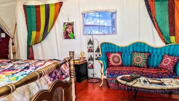 1 bedroom, desk, iron/ironing board, travel cot