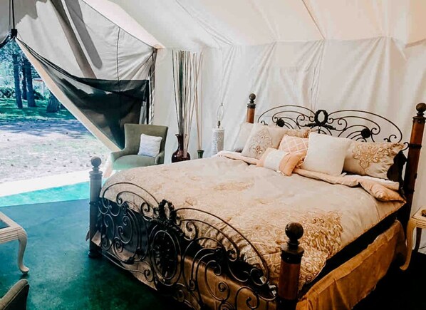 1 bedroom, desk, iron/ironing board, travel cot