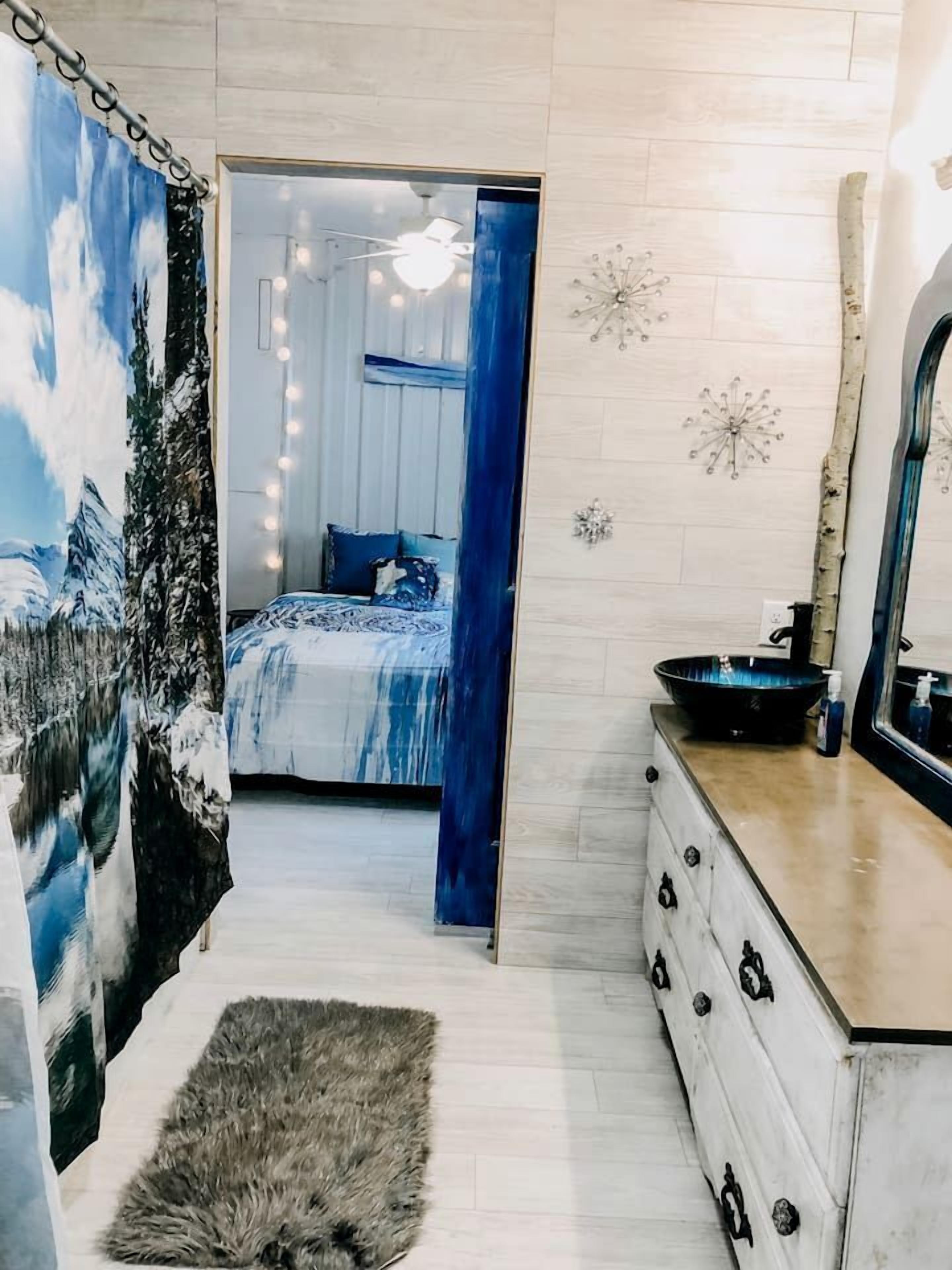 1 bedroom, desk, iron/ironing board, travel crib