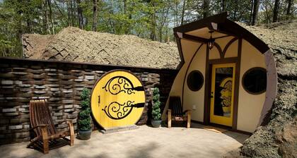 Charming Luxury Hobbit House with Private Hot Tub in Tranquil Woodlands on Littlefield Pond in Springvale, Maine
