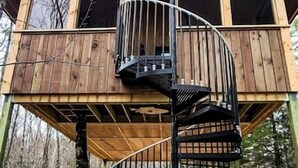 Exterior - Luxurious Tree House with Hot Tub and Firepit, Perched over Littlefield Pond, Perfect for a Relaxing Weekend Getaway near Portland, Maine (Sanford)