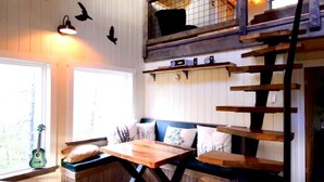 Fireplace - Luxurious Tree House with Hot Tub and Firepit, Perched over Littlefield Pond, Perfect for a Relaxing Weekend Getaway near Portland, Maine (Sanford)