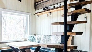 Dining - Luxurious Tree House with Hot Tub and Firepit, Perched over Littlefield Pond, Perfect for a Relaxing Weekend Getaway near Portland, Maine (Sanford)