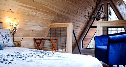 Eco-Friendly Solar Powered A-Frame Treehouse with Hot Tub and Private Dock on Littlefield Pond, near Wells, Maine