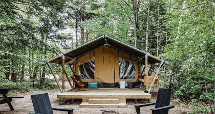 Impressive Romantic Safari Tent with Outdoor Sauna in New Hampshire