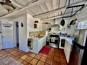 Private kitchen - Log Casita Overlooking Pond and Waterfall near Taos, New Mexico (Taos Ski Valley)