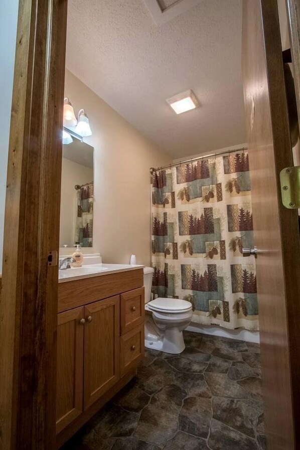 Bañera de hidromasaje, secador de pelo, toallas y papel higiénico