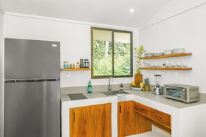 Superior Bungalow, 2 Bedrooms, Kitchen, Pool View | Private kitchen | Full-size fridge, oven, stovetop, highchair