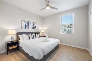 1 bedroom, desk, iron/ironing board, travel crib