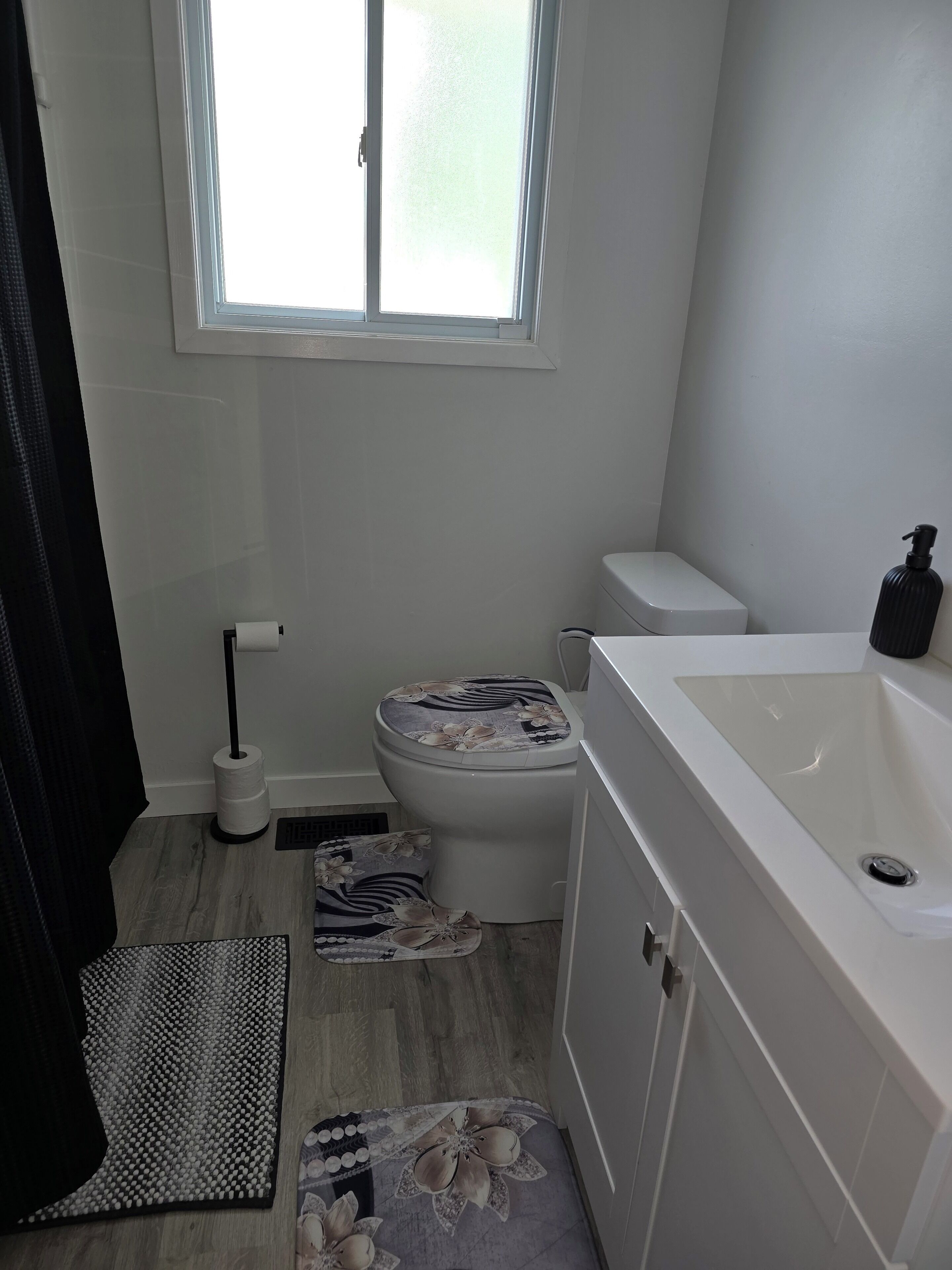 Sèche-cheveux, serviettes fournies, savon, papier toilette