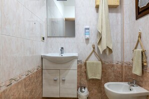 Douche, séchoir à cheveux, serviettes fournies