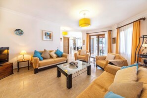 TV, DVD player, music library, video library