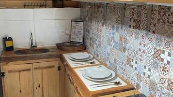 Deluxe-Chalet, Terrasse, Bergblick | Eigene Küche