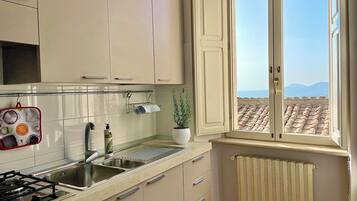 Kühlschrank, Ofen, Geschirrspüler, Wasserkocher mit Kaffee-/Teezubehör