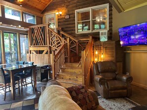 Smart TV, fireplace, video games, books