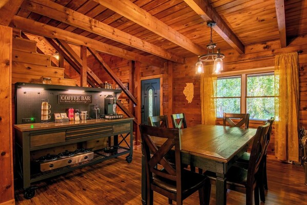 Dining - Log Cabin Oasis: Pickleball, Hot Tub, Deer, Corn Hole, Board Games, Arcade, Pets (Yorkville)