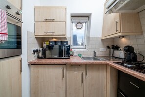 Fridge, microwave, oven, toaster
