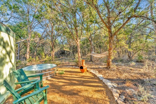 Hill Country Yurt | Private Patio with Cowboy Pool