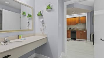 Haartrockner, Handtücher, Seife, Toilettenpapier