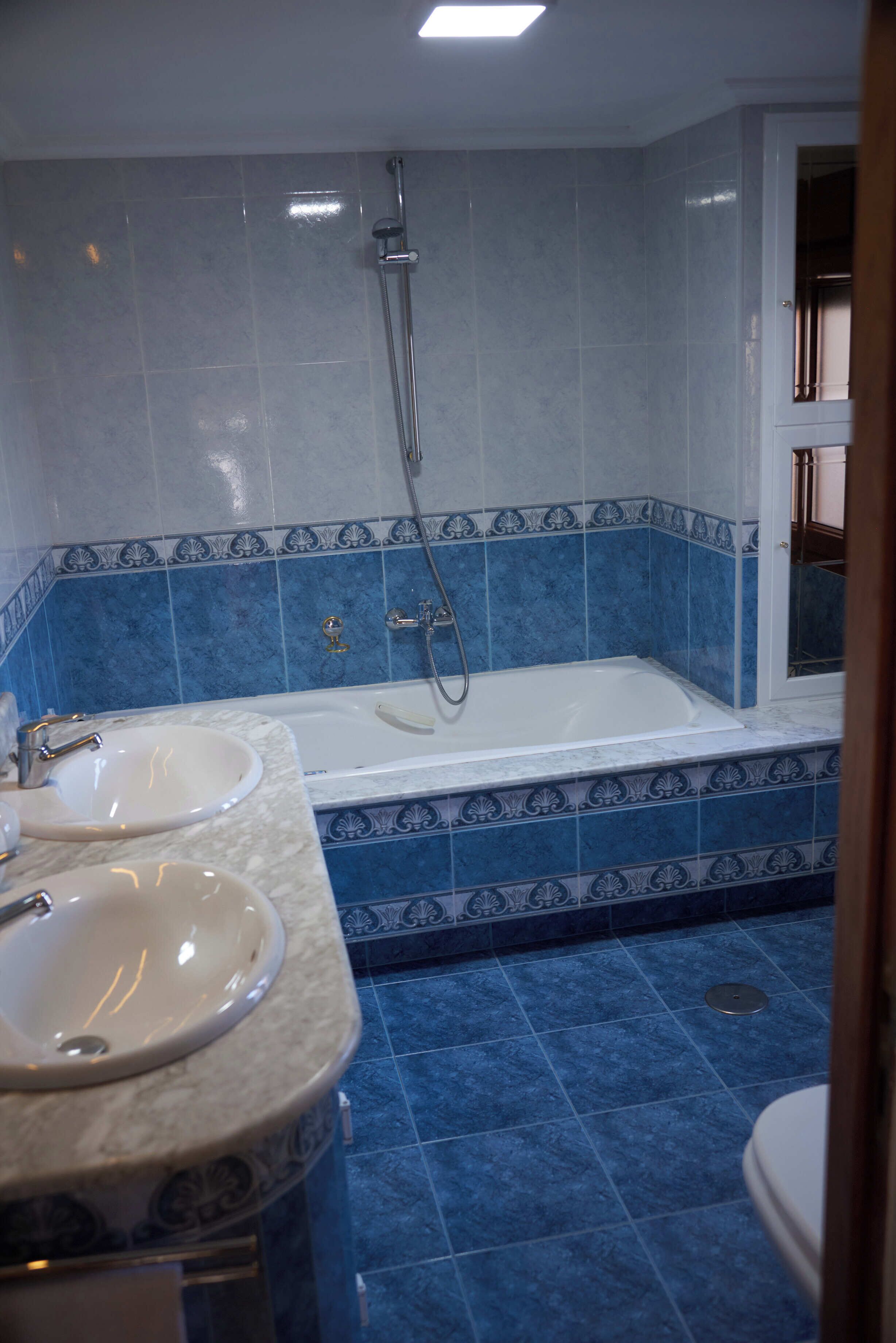 Shower, jetted bath, hair dryer, bidet