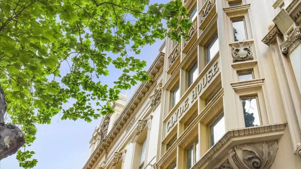 A classical building with ornate architectural details and a sign reading "CLYDE HOUSE". - 1-bed Apartment in Central Melbourne (Melbourne)