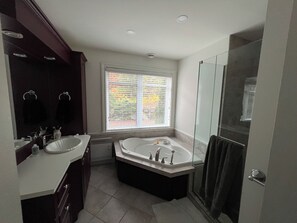 Dusche, Whirlpool, Haartrockner, Handtücher