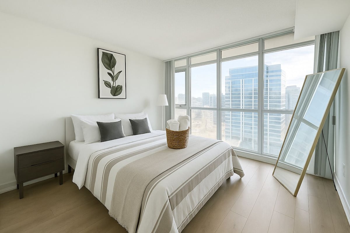 Suíte superluxo, 2 quartos, vista para a cidade | Espaço de trabalho para notebook, ferros/tábuas de passar roupa