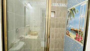 Classic Double Room, Balcony | Bathroom | Shower, bathrobes, slippers, towels