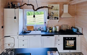 Fridge, stovetop, coffee/tea maker